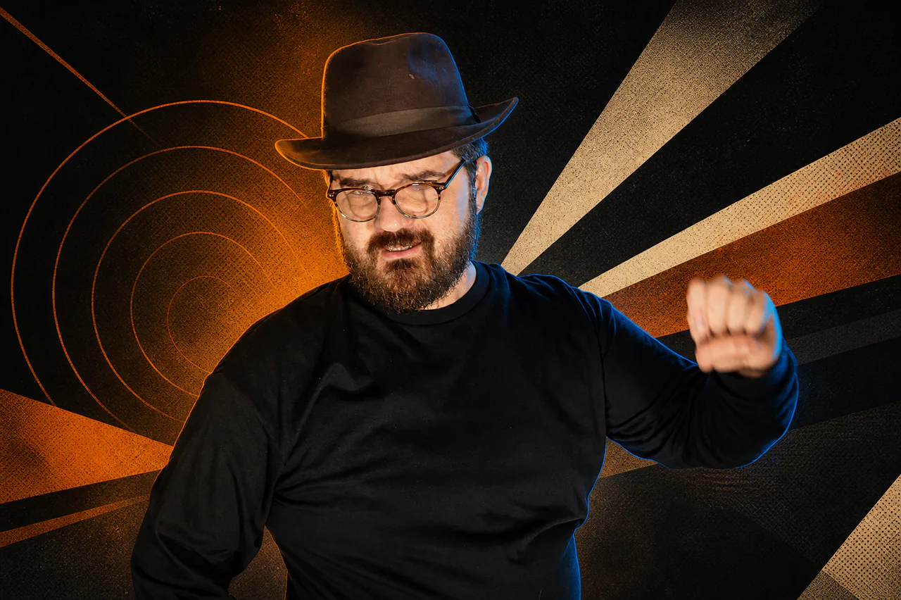Glenn in a detective hat considering a creative problem